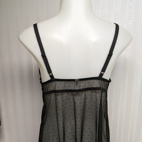 Gilligan & O'Malley Slip Women Medium Intimates Sheer Negligee Nightie Black M - Picture 4 of 8